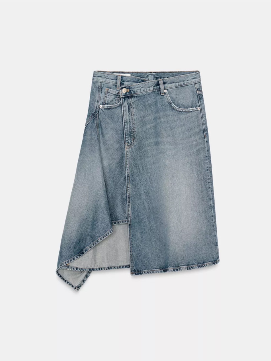 Zara Trf Asymmetric Denim Skirt